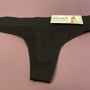 JOCKEY WOMENS BLACK RIBBED THONG PANTIES /MEDIUM